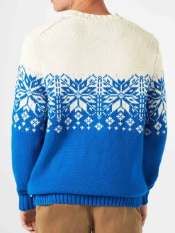 Herrenpullover mit Rundhalsausschnitt und Courmayeur-Stickerei