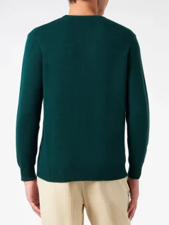 Herrenpullover mit Rundhalsausschnitt und Domani Smetto-Stickerei