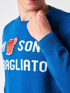 Herren-Pullover mit Rundhalsausschnitt und Mi sono sbagliato-Jacquard-Print