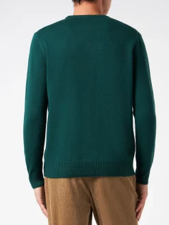 Herrenpullover mit Rundhalsausschnitt und Courmayeur Après Ski-Stickerei