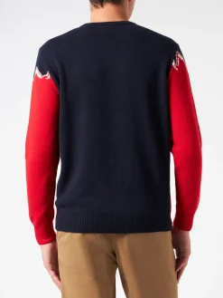 Herren-Pullover mit Rundhalsausschnitt und Campiglio-Sonnen-Jacquard-Print