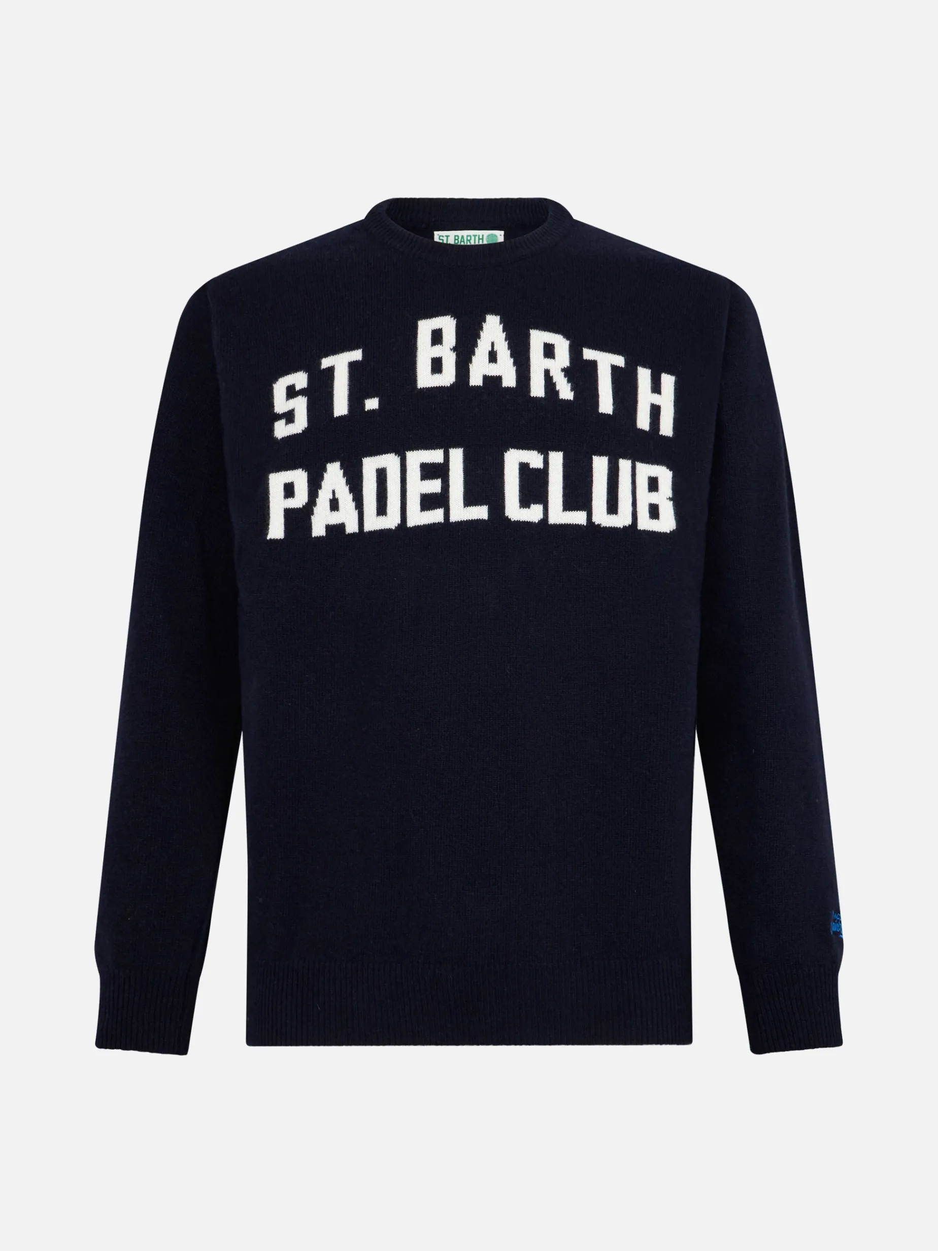 Herren-Pullover mit Rundhalsausschnitt und Jacquard-Aufdruck des St. Barth Padel Club