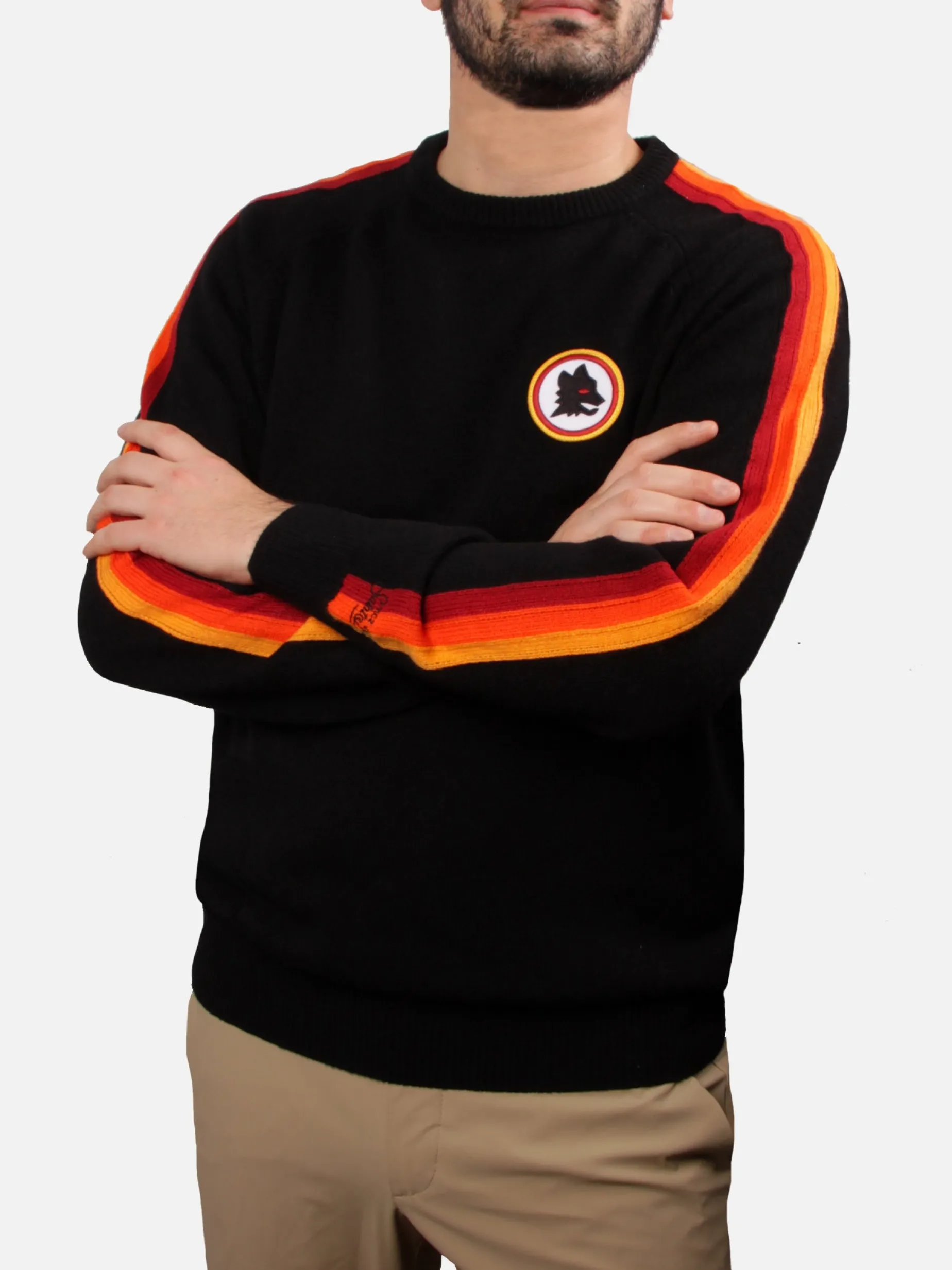 Herrenpullover mit Rundhalsausschnitt und Roma-Aufnäher | AS ROMA SPECIAL EDITION