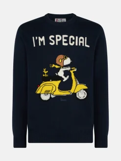 Herren-Pullover mit Rundhalsausschnitt und Snoopy-Roller-Jacquard-Print | SNOOPY – ©PEANUTS SONDERAUSGABE