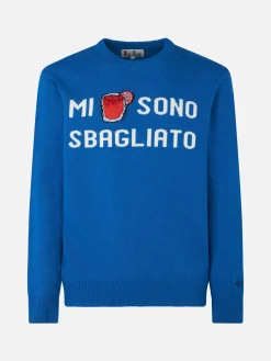 Herren-Pullover mit Rundhalsausschnitt und Mi sono sbagliato-Jacquard-Print