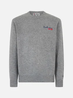 Herrenpullover mit Rundhalsausschnitt und Bombardino Ski Club-Stickerei
