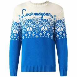 Herrenpullover mit Rundhalsausschnitt und Courmayeur-Stickerei