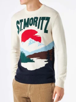 Herrenpullover mit St.Moritz-Postkartendruck