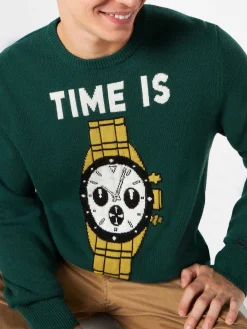 Herrenpullover mit Time is Money-Aufdruck