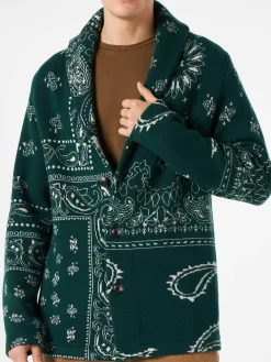 Herren-Strickjacke mit Bandana-Print