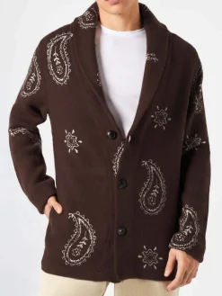 Herren-Strickjacke mit Paisley-Print