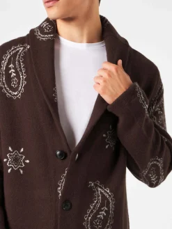 Herren-Strickjacke mit Paisley-Print