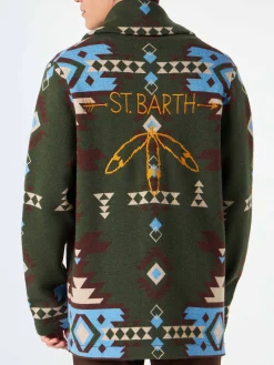 Herrenstrickjacke mit Stickerei