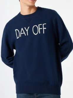 Herren-Strickpullover mit Rundhalsausschnitt und Day Off-Stickerei