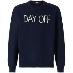 Herren-Strickpullover mit Rundhalsausschnitt und Day Off-Stickerei
