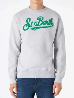Herren-Sweatshirt mit Rundhalsausschnitt und Frottee-Logo