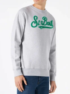 Herren-Sweatshirt mit Rundhalsausschnitt und Frottee-Logo