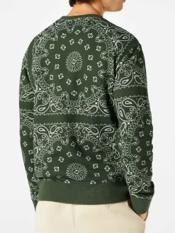 Herren-Sweatshirt mit Rundhalsausschnitt und grünem Bandana-Aufdruck