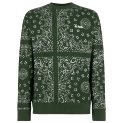 Herren-Sweatshirt mit Rundhalsausschnitt und grünem Bandana-Aufdruck