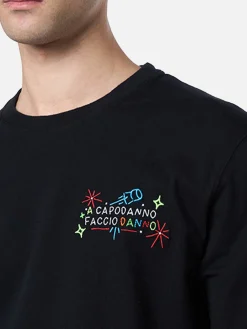 Herren-T-Shirt Arnott aus schwerer Baumwolle mit Capodanno Faccio Danno-Stickerei | INSULTI LUMINOSI SONDEREDITION