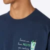 Herren-T-Shirt Arnott aus schwerer Baumwolle mit „Dami un mojito per restare“-Stickerei
