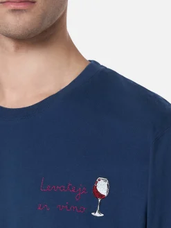 Herren-T-Shirt Arnott aus schwerer Baumwolle mit Lavateje er vino-Stickerei | VACANZE DI NATALE SONDERAUSGABE
