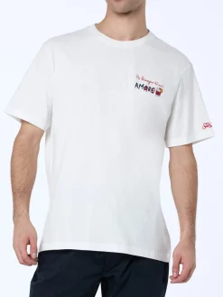 Herren-T-Shirt Arnott aus schwerer Baumwolle mit Ho bisogno di un amaro-Stickerei