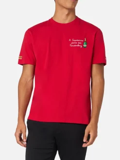Herren-T-Shirt Arnott aus schwerer Baumwolle mit A Capodanno siamo dai Furstenberg-Stickerei | VACANZE DI NATALE SONDERAUSGABE