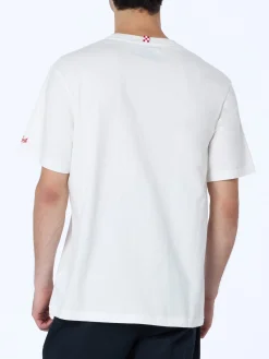 Herren-T-Shirt Arnott aus schwerer Baumwolle mit Ho bisogno di un amaro-Stickerei