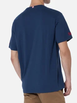 Herren-T-Shirt Arnott aus schwerer Baumwolle mit Lavateje er vino-Stickerei | VACANZE DI NATALE SONDERAUSGABE
