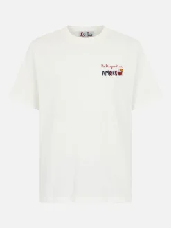 Herren-T-Shirt Arnott aus schwerer Baumwolle mit Ho bisogno di un amaro-Stickerei