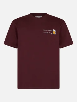Herren-T-Shirt Arnott aus schwerer Baumwolle mit Stickerei „Birra chiara amicizia lunga“.