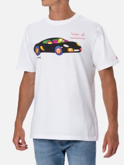 Herren-T-Shirt aus Baumwolle mit Aufdruck und Stickerei „St. Barth Aperitif“ | MARCO LODOLA SONDERAUSGABE