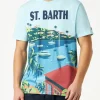 Herren-T-Shirt aus Baumwolle mit Saint-Barth-Postkartendruck