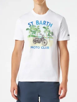 Herren-T-Shirt aus Baumwolle mit Motorradaufdruck