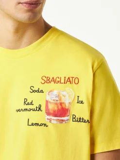 Herren-T-Shirt aus Baumwolle mit Sbagliato-Glasdruck