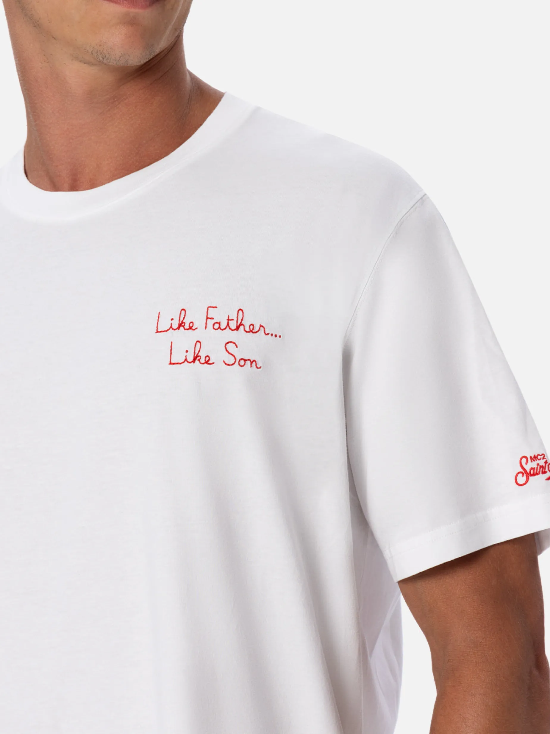 Herren-T-Shirt aus Baumwolle mit The Simpson-Stickerei vorne und Aufdruck hinten | DIE SIMPSON-SONDERAUSGABE