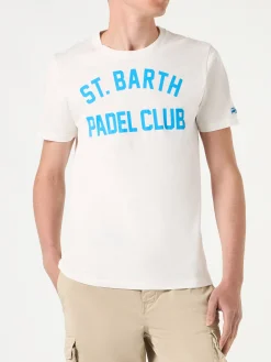 Herren-T-Shirt aus Baumwolle im Vintage-Stil mit St. Barth Padel Club-Aufdruck