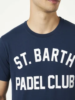 Herren-T-Shirt aus Baumwolle im Vintage-Stil mit St. Barth Padel Club-Aufdruck