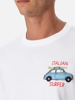 Herren-T-Shirt aus Baumwolle mit platziertem Fiat 500-Aufdruck und Stickerei | FIAT 500 SONDEREDITION