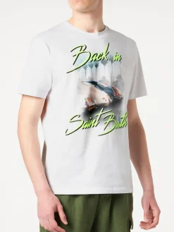 Herren-T-Shirt aus Baumwolle mit „Back in Saint Barth“-Aufdruck