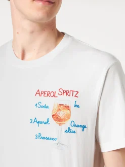 Herren-T-Shirt aus Baumwolle mit Aperol Spritz-Stickerei vorne | APEROL SONDEREDITION