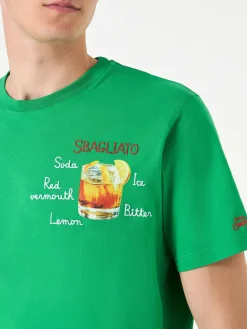 Herren-T-Shirt aus Baumwolle mit Sbagliato-Stickerei