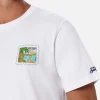 Herren-T-Shirt aus Baumwolle mit St.-Tropez-Postkartendruck auf Vorder- und Rückseite | ALESSANDRO ENRIQUEZ SONDERAUSGABE