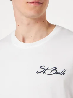 Herren-T-Shirt aus Baumwolle mit St. Barth-Surf-Print