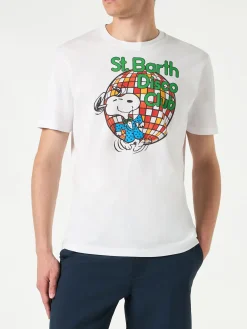 Herren-T-Shirt aus Baumwolle mit Aufdruck „St. Barth Disco Club“ und „Snoopy“ | SNOOPY – PEANUTS™ SONDEREDITION