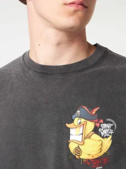 Herren-T-Shirt aus Baumwolle mit „Captain Duck“-Aufdruck auf Vorder- und Rückseite | CRYPTO PUPPETS® SONDERAUSGABE
