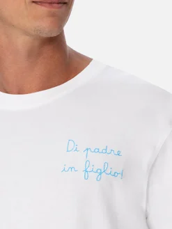 Herren-T-Shirt aus Baumwolle mit Di Padre in Figlio-Stickerei | SS LAZIO SONDERAUSGABE
