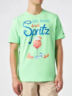 Herren-T-Shirt aus Baumwolle mit Spritz-Print