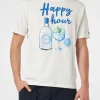 Herren-T-Shirt aus Baumwolle mit platziertem Happy Hour-Aufdruck